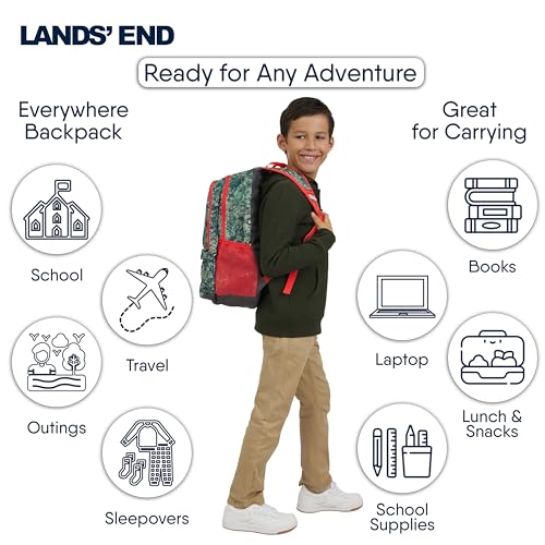 Lands' End Unisex Kids Large ClassMate Lightweight Durable Elementary School Backpack, Dusty Olive - color: Dusty Olive