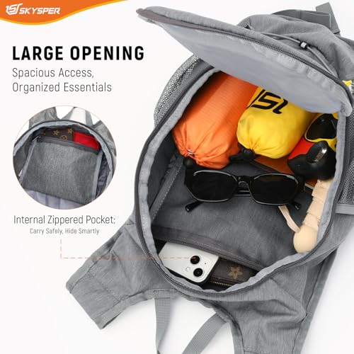 SKYSPER 15L/20L Foldable Hiking Backpack Lightweight Packable Travel Daypack with Chest Strap Small Folding Pack for Walking - color: Grey, size: 20l