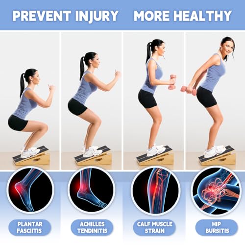 Wood Slant Board Calf Stretcher - Professional Calf Stretcher Slant Board for Physical Therapy, Incline Stretching, and Rehabilitation Exercises - Durable and Adjustable Balance Tool - color: Bamboo