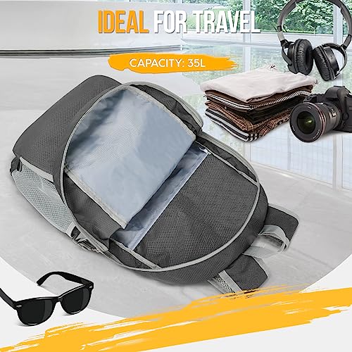 ZOMAKE Lightweight Packable Backpack 35L, Water Resistant Foldable Day Pack - color: C-medium Grey