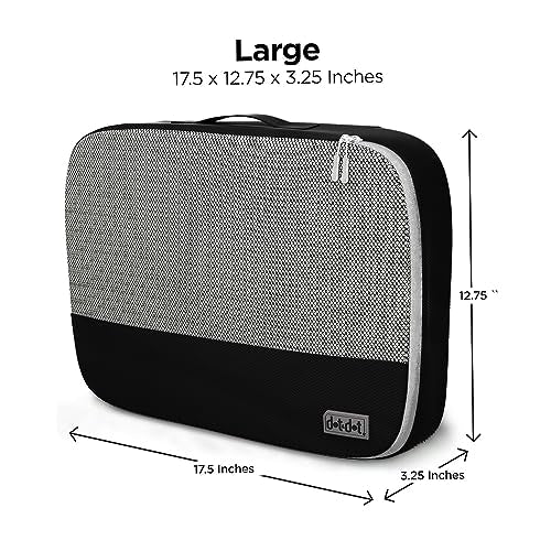 Dot&Dot Large Packing Cubes for Travel - Durable Mesh & Honeycomb Fabric Suitcase Organizer with Zipper Closure, Lightweight Expandable Clothes Bags for Carry On Luggage, 4 Pack Set - color: 4pc Black - Large
