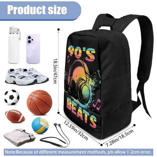 18.5in Basketball Backpack Basketball Bag with Shoe Compartment & Ball Holder, Waterproof Bag for Soccer Volleyball - color: Music Headphones Text Print