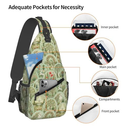 Sling Backpack Unisex Crossbody Chest Bag Shoulder Chest Bag For Women Men Hiking Travel - color: Garden Bunny