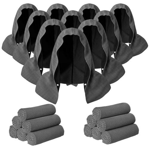 Honoson 20 Pcs12x25 Inch Cooling Hoodie Towel Bulk for Neck and Face 40x12 Inch Quick Dry Sweat Towels Instant Ice Cold Towel for Hot Weather Run Yoga Gym(Dark Gray) - color: Dark Gray