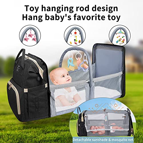ANWTOTU Baby Diaper Bags with Changing Station,900D Oxford Waterproof Diaper Bag Backpack for Moms Dads with USB Charging Port,Large Capacity Baby Essentials(Ungrade Black) - color: Ungrade---black