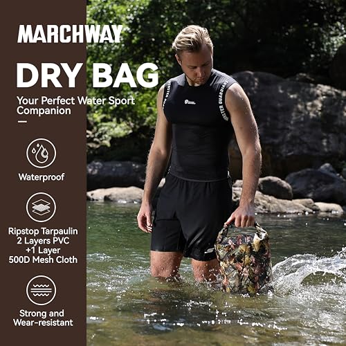 MARCHWAY Floating Waterproof Dry Bag Backpack 5L/10L/20L/30L/40L, Roll Top Sack Keeps Gear Dry for Kayaking, Rafting, Boating, Swimming, Camping, Hiking, Beach, Fishing - color: Leaf Camo, size: 5L
