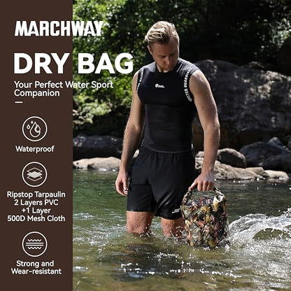 MARCHWAY Floating Waterproof Dry Bag Backpack 5L/10L/20L/30L/40L, Roll Top Sack Keeps Gear Dry for Kayaking, Rafting, Boating, Swimming, Camping, Hiking, Beach, Fishing - color: Leaf Camo, size: 5L