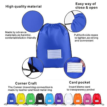 Drawstring Backpack Bulk 30 Packs Draw String Bags for Gym Sports Trip Pedestrianism Cinch Sack DIY for Women Men with Memo Card(sky blue light blue) - color: Sky Blue