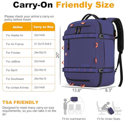 40L Travel Backpack,TSA Approved Carry On Backpack,Business Work Bag with Wet/Dry Compartment, Fits 17.3" Laptop, Duffel Bag for Men Women(Blue) - color: Blue