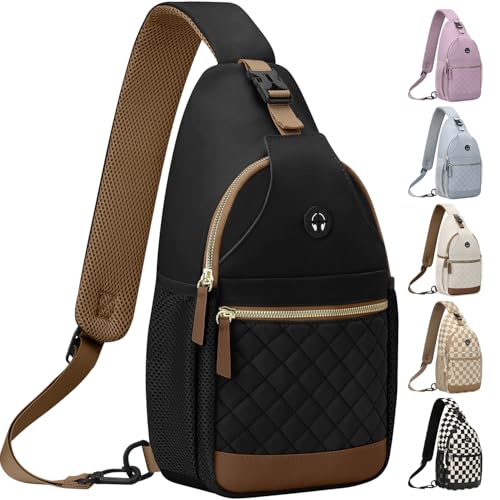 Vankor Small Crossbody Purses Bags for Women Men Travel, Chest Sling Bag Women Casual Cross Body Bag for Woman Sling Backpack - color: Black, size: Medium