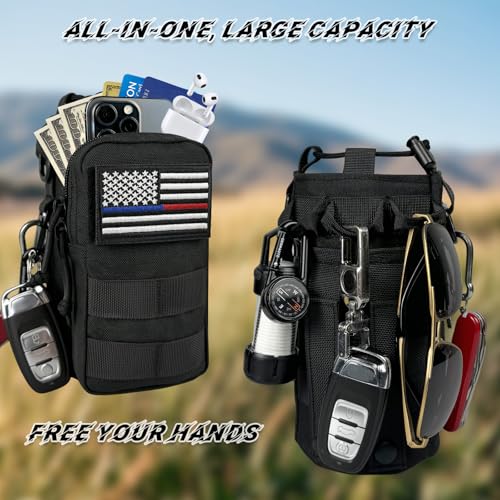 Water Bottle Holder with Strap - Tactical Insulated Water Bottle Sleeve with MOLLE System Water Bottle Cover Cross-Body Pouch for Walking Hiking Camping Gym 32oz&40oz - color: All Black
