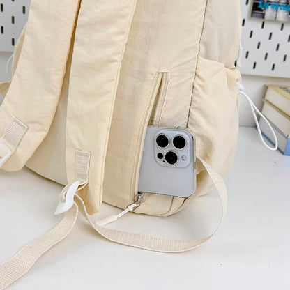 Women Solid Color Backpack Large Capacity Multi Pockets Daypack with Compartments Cute Lightweight Backpacks - color: Beige