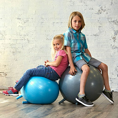 Gaiam Kids Stay-N-Play Children's Balance Ball - Flexible School Chair Active Classroom Desk Alternative Seating Built-In Stay-Put Soft Stability Legs, Includes Air Pump - color: Blue, size: 45cm