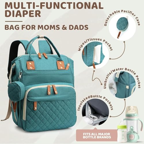 Diaper Bag Backpack for Girls Boys: Green Toddler Diaper Bag with Changing Pad Baby Backpack Diaper Bag for Mon Dad Newborn Mochila Pañaleras Bebe Niña Niño Baby Registry Search Essentials Must Haves - color: 03pale Green