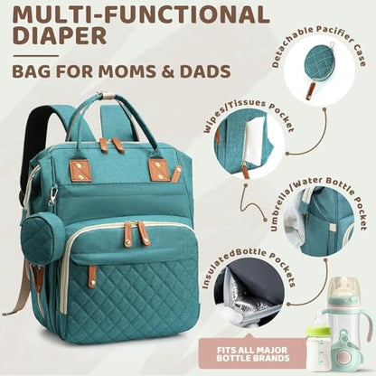 Diaper Bag Backpack for Girls Boys: Green Toddler Diaper Bag with Changing Pad Baby Backpack Diaper Bag for Mon Dad Newborn Mochila Pañaleras Bebe Niña Niño Baby Registry Search Essentials Must Haves - color: 03pale Green