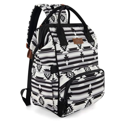 Wrangler Aztec Backpack Organized Daypack Travel Baby Bag with Stroller Strap and Side Bottle Pockets WG2204-9110BK - color: Angel Black