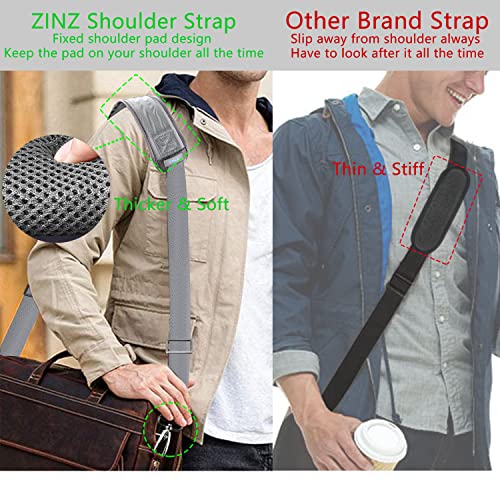 ZINZ 79 inch Shoulder Strap, Extra-thick Fixed Cushion Pad and Dual Clasps Universal Replacement Strap with Metal Swivel Hooks for Laptop Bags, Luggage Bags, Camera, Crossbody (200cm,Gray) - color: Grey
