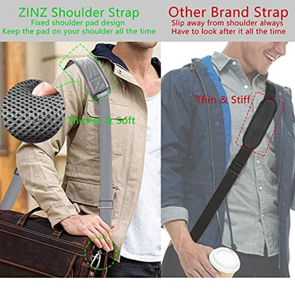 ZINZ 79 inch Shoulder Strap, Extra-thick Fixed Cushion Pad and Dual Clasps Universal Replacement Strap with Metal Swivel Hooks for Laptop Bags, Luggage Bags, Camera, Crossbody (200cm,Gray) - color: Grey