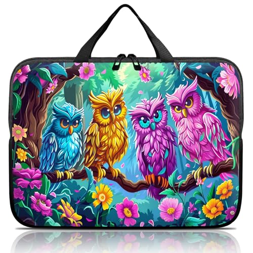 14 15 15.4 15.6 inch Laptop Handle Bag Computer Bag, Pouch Holder Notebook Sleeve Cover Soft Case Compatible for Dell,Lenovo,Toshiba HP, Asus Notebook-Four Owls - color: Four owls