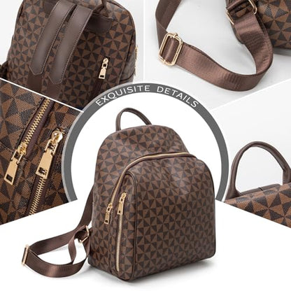 Womens Backpack Purse Leather Anti-theft Large Fashion Designer Travel Backpack Bag Men's Backpack Shoulder Bags - color: B-brown