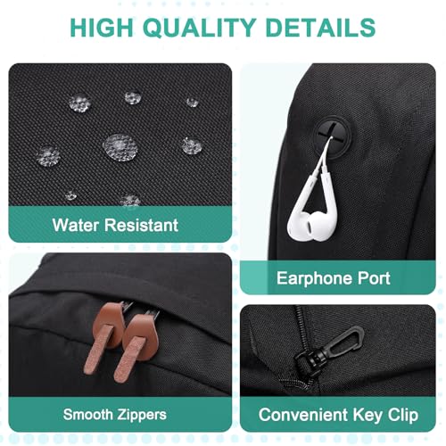 Backpack for Men Women,VASCHY Classic Water-resistant Lightweight Travel School Backpack Casual Daypack - color: Black