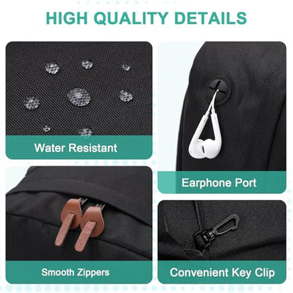 Backpack for Men Women,VASCHY Classic Water-resistant Lightweight Travel School Backpack Casual Daypack - color: Black