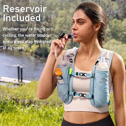 Running Hydration Vest 5L,Running Vest Pack with 1.5L Water Bladder,Lightweight Water Backpack for Hiking Running Cycling - color: Blue