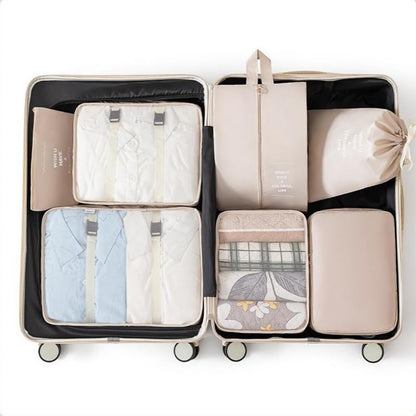 7pcs high-capacity travel storage set, travel storage bag, clothing protection bag, nylon packing cube and storage bag, suitable for clothing, pants, shoes, socks, lightweight holiday style duffel bag