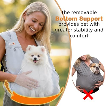 Dog Sling Carriers for Small Dogs, Hands Free Front Pet Carrier with Bottom Support, Adjustable Shoulder Straps, Breathable Dog Backpack Carrier for Travel Hiking Walking Anti Anxiety, Grey
