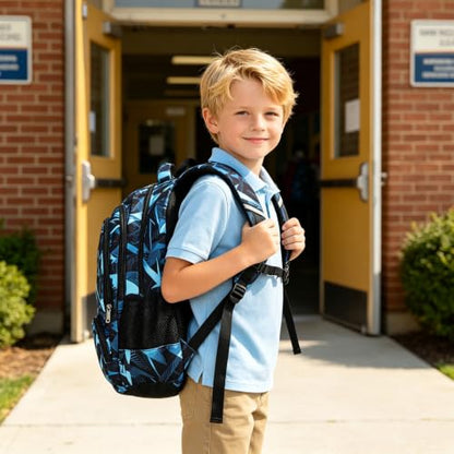 abshoo Lightweight Kids Backpack For School Boys Bookbag Kindergarten Elementary School Bags (Geometry Black-A) - color: Geometry Black-a