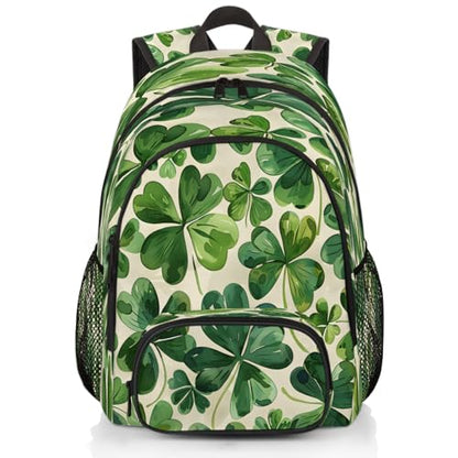 St. Patrick's Day Clover Laptop Backpack for Women Men, 18.3 Inch Travel Work Backpacks, Green Shamrock Irish Waterproof Computer Casual Daypack Nurse Teacher Bags - color: Multicolor 1