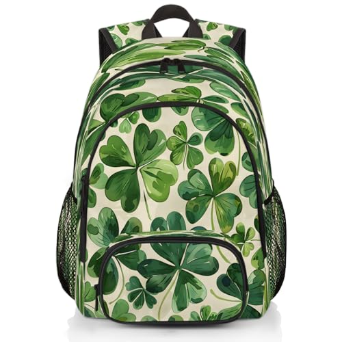 St. Patrick's Day Clover Laptop Backpack for Women Men, 18.3 Inch Travel Work Backpacks, Green Shamrock Irish Waterproof Computer Casual Daypack Nurse Teacher Bags - color: Multicolor 1