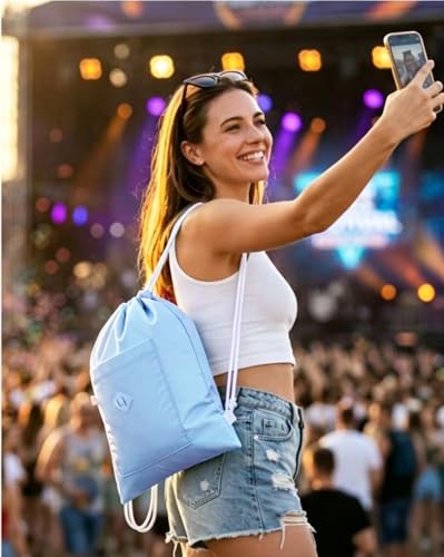 BAVELOE Drawstring Backpack Sports Gym Sackpack with Pockets Water Resistant Cinch String Bag for Women Men（Blue） - color: Blue