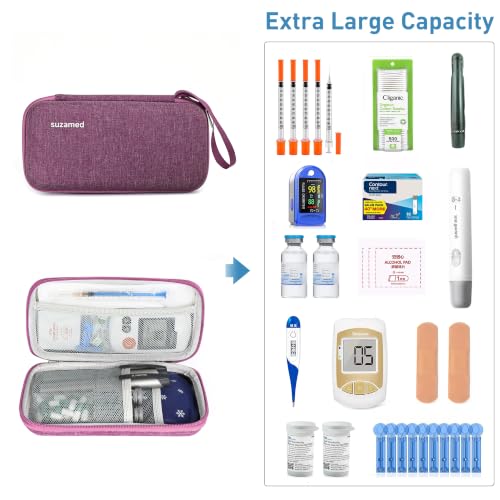 suzamed Insulin Cooler Travel Case,EVA Insulation Travel Medicine Kit with 2 Ice Packs for Diabetes Care,Insulin Pen and Other Diabetic Supplies (Burgundy) - color: Burgundy