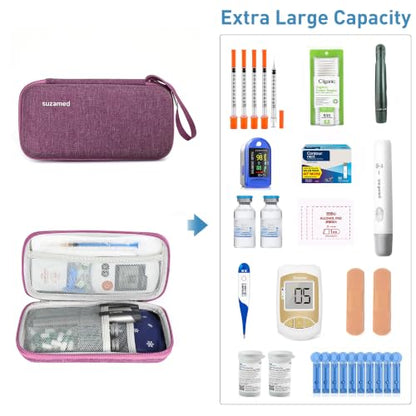 suzamed Insulin Cooler Travel Case,EVA Insulation Travel Medicine Kit with 2 Ice Packs for Diabetes Care,Insulin Pen and Other Diabetic Supplies (Burgundy) - color: Burgundy