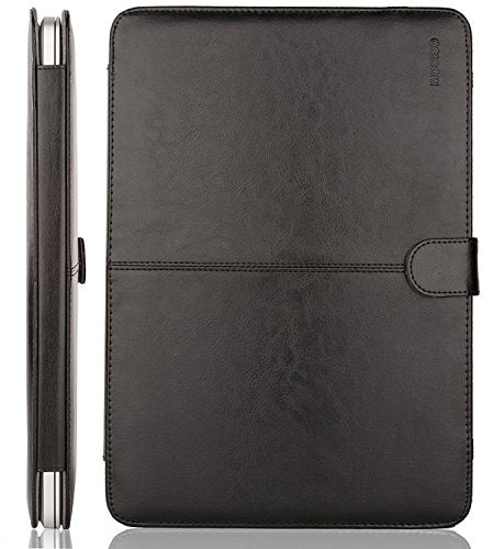 MOSISO Compatible with MacBook Pro 15 inch Retina (A1398, Version 2015/2014/2013/end 2012), PU Leather Portfolio Protective Stand Cover Sleeve, Black - color: Black