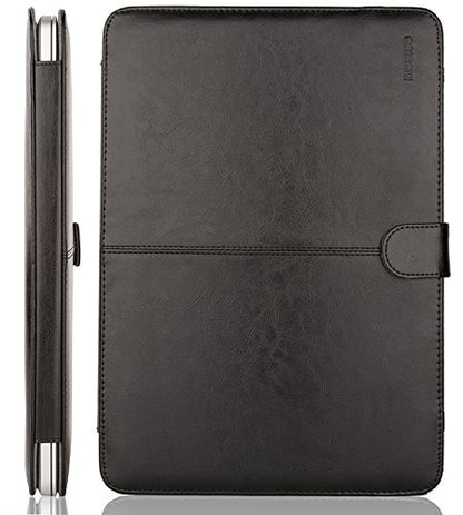 MOSISO Compatible with MacBook Pro 15 inch Retina (A1398, Version 2015/2014/2013/end 2012), PU Leather Portfolio Protective Stand Cover Sleeve, Black - color: Black