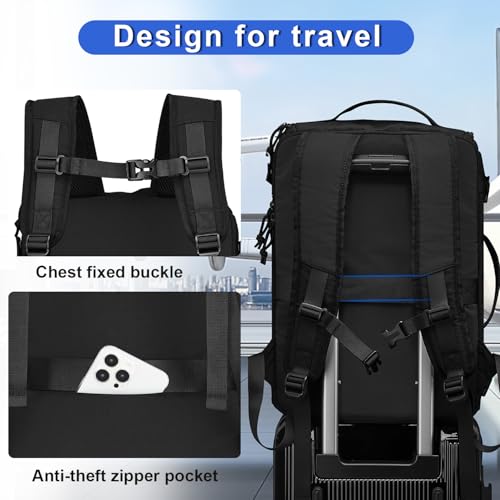 Carry On Travel Backpack Flight Approved Laptop Backpack Business Work Backpack for Women Men Large Capacity Casual Daypack with Wet/Dry Separation Pockets, Black - color: Black, style: B