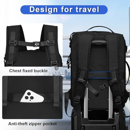 Carry On Travel Backpack Flight Approved Laptop Backpack Business Work Backpack for Women Men Large Capacity Casual Daypack with Wet/Dry Separation Pockets, Black - color: Black, style: B
