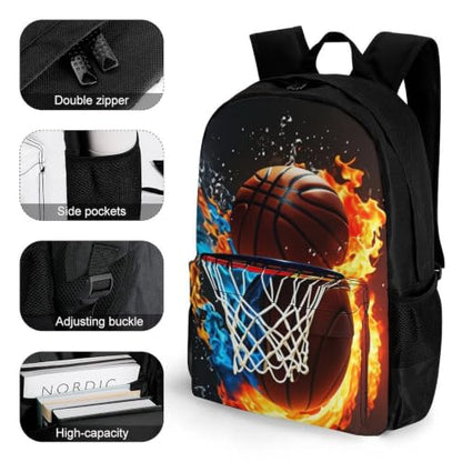 Throw Basketball Backpack, Durable Polyester Daypack with Laptop Compartment, Reinforced Bottom, Adjustable Shoulder Straps And Multi Pockets for Travel And Daily Use - color: Throw Basketball