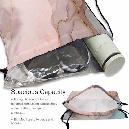 Drawstring Gym Backpack Gold Abstract Liquid Volleyball Bag Sports Backpack Art Marble Paint Sophisticated Grunge 14x16.9 Inch - color: Marble Texture