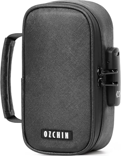 OZCHIN Smell Proof Bag with Combination Lock File Organizer Case Container Medicine Lock Box Odorless Storage Bag Great Gift for Friend (Black, S) - color: Black, size: S