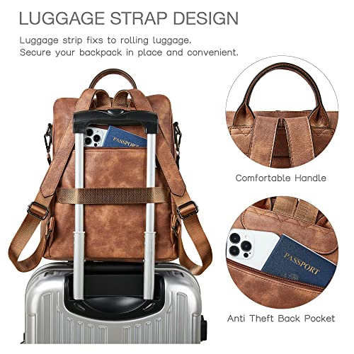 Shrrie Backpack Purse for Women Leather Backpack Fashion Designer Travel Backpack Convertible Shoulder Bag - color: 2-7 Brown With Lopard