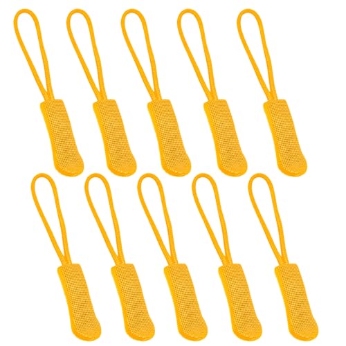 Fbshicung 10 Pcs Zipper Pull Replacemen Tab Heavy Duty Zipper Extender Cord for Bag Suitcase Jacket Luggage (Yellow) - color: Yellow