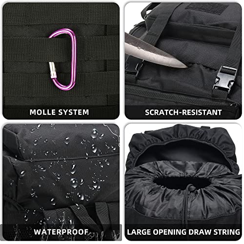 King'sGuard 70L Camping Hiking Backpack for Men Women Large Military Tactical Backpack Molle Rucksack Backpack for Outdoor - color: Black