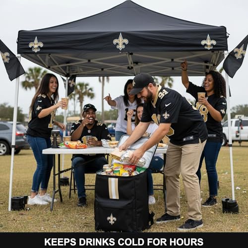 Cooler Backpack – Portable Soft Sided Ice Chest – Insulated Bag Holds 36 Cans - Football Gear – Show Your Team Spirit with Officially Licensed Fan Gear - style: New Orleans Saints