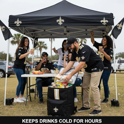 Cooler Backpack – Portable Soft Sided Ice Chest – Insulated Bag Holds 36 Cans - Football Gear – Show Your Team Spirit with Officially Licensed Fan Gear - style: New Orleans Saints