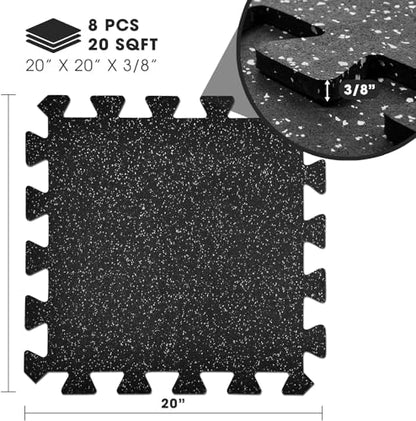 Yes4All Heavy Duty 100% High Density Rubber Floor Tiles Interlocking Mat - 8 Pcs 20 SQFT, Gray - color: Gray Dot, style: 20SQFT