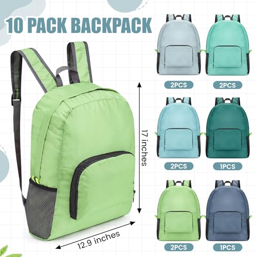 Jexine 10 Pcs Backpacks in Bulk 16.5 Inches Back Pack Basic Backpack for Adult Lightweight Outdoor Travel Book Bags (Mint Meadow) - color: Mint Meadow