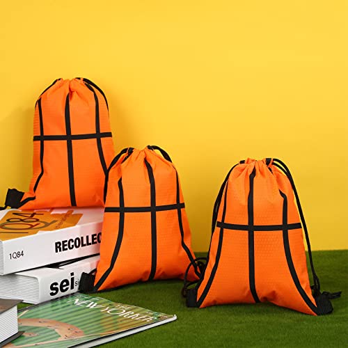 Tanlade 24 Pcs Drawstring Bags Cinch Sack Candy Drawstring Bag Goodie Favor Bags Supplies Gifts for Sports Party Men Women(Basketball,7 x 10 Inch) - size: 7 x 10 Inch, style: Basketball